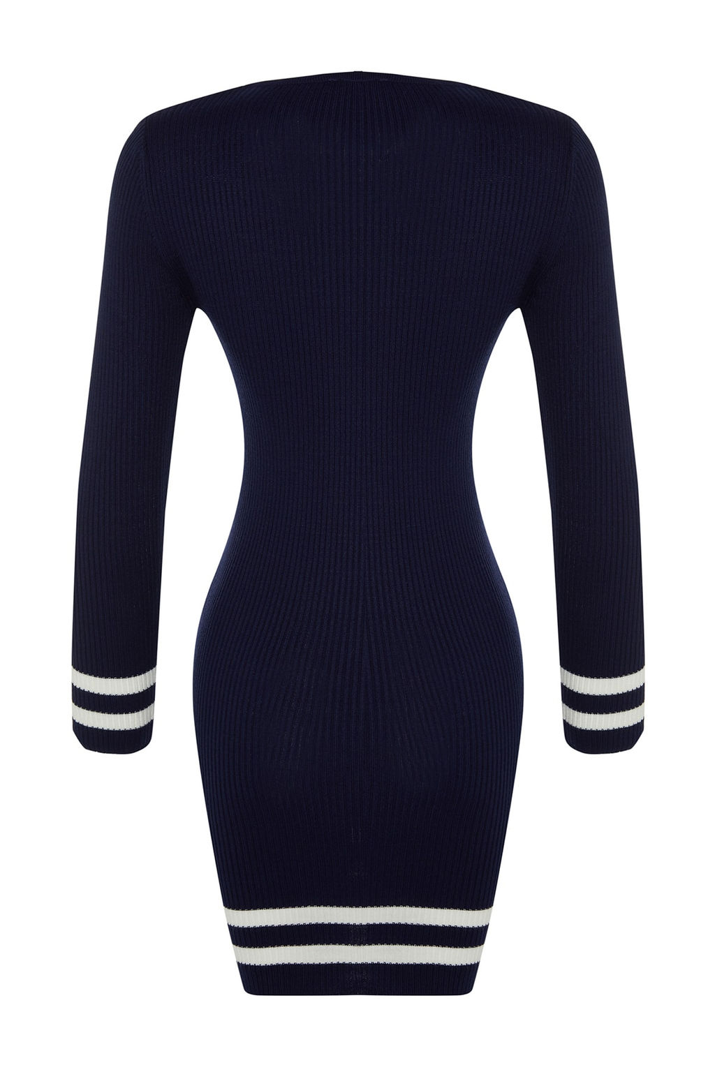 TRENDYOLMILLA Siyah Mini Triko Etek Ucu Cizgili Elbise TWOAW20EL1274  фото 7