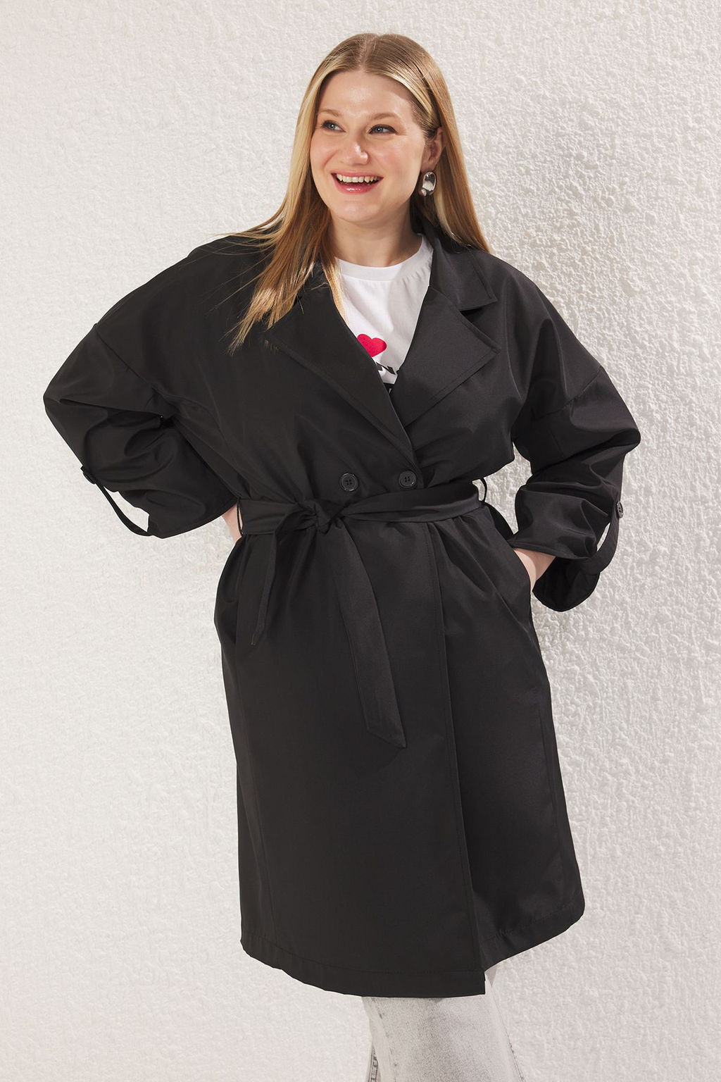 Trendyolmilla Bej Oversize Kusakl? Su Itici Uzun Trenckot TWOAW24TR00019  фото 31