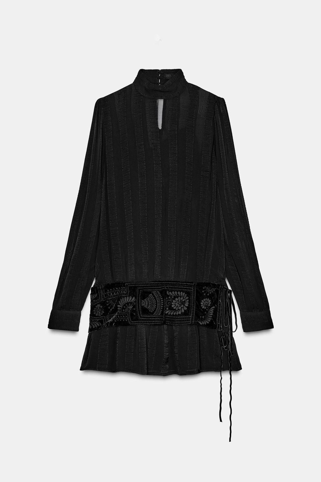 ZW COLLECTION CONTRAST DRESS WITH EMBROIDERED SASH - Zara фото 5