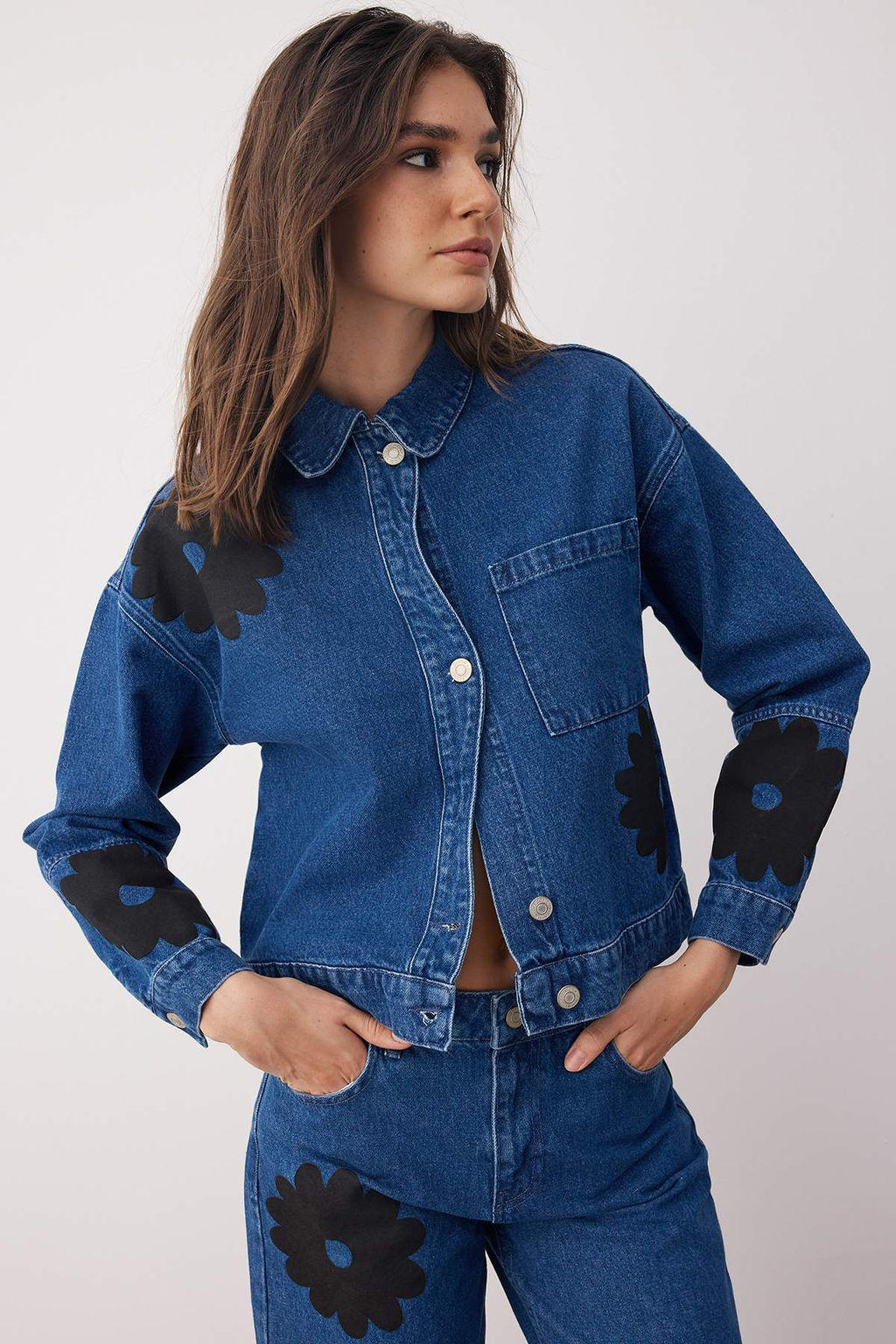 Mavi Nak?s Detayl? Oversize Denim Ceket TWOAW26CE00024