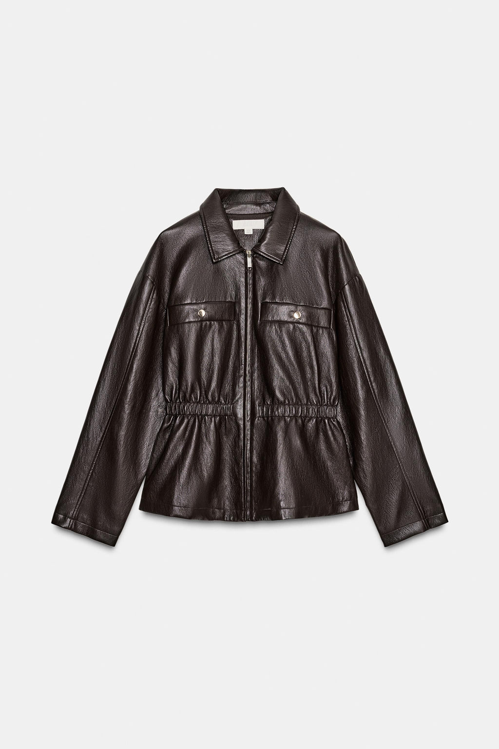 CHAQUETA EFECTO PIEL CINTURA EL?STICA / Marr?n - Zara фото 6