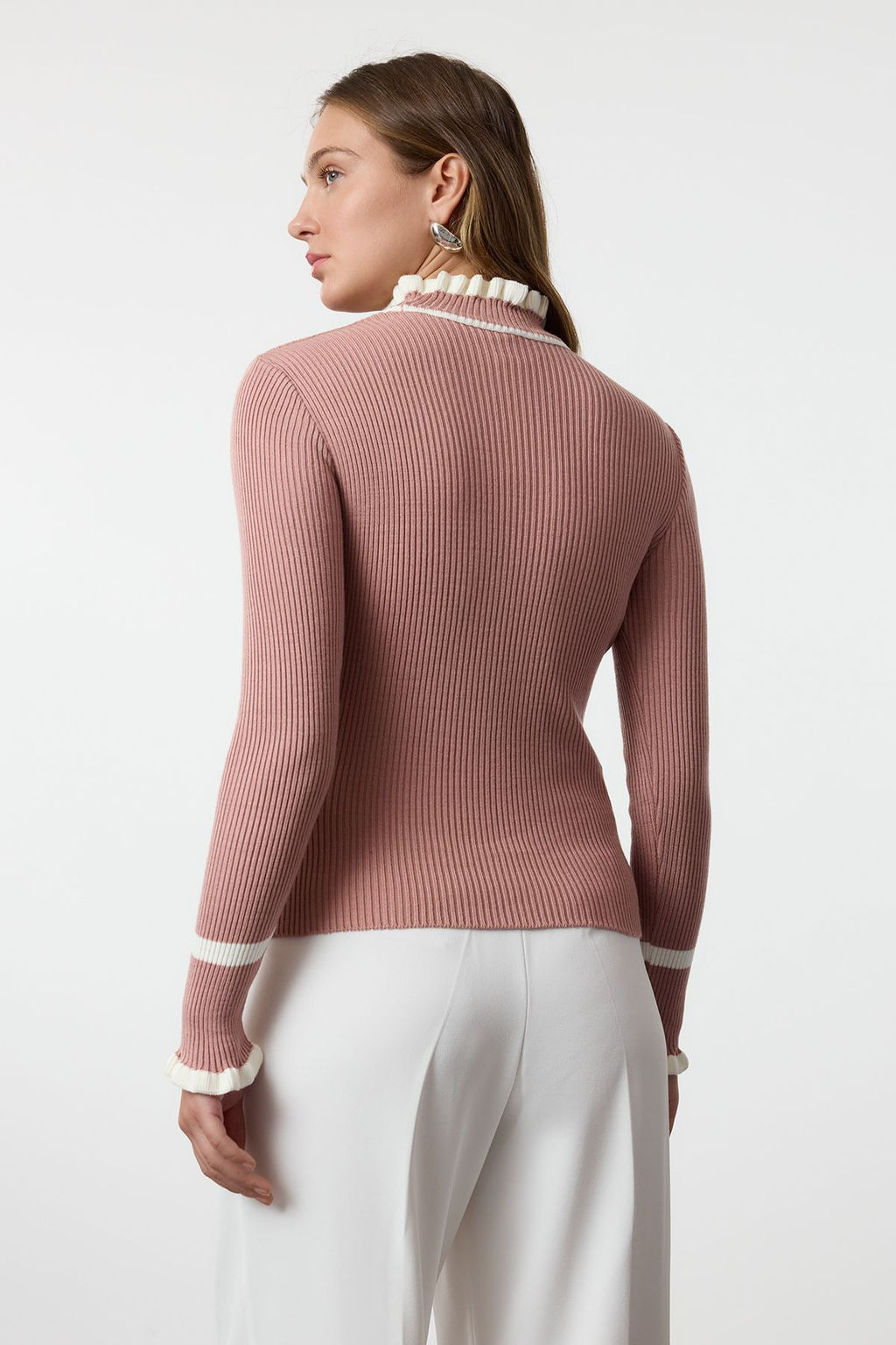 Tas Renk Bloklu Triko Kazak TWOAW22KZ1250 - Trendyolmilla фото 20