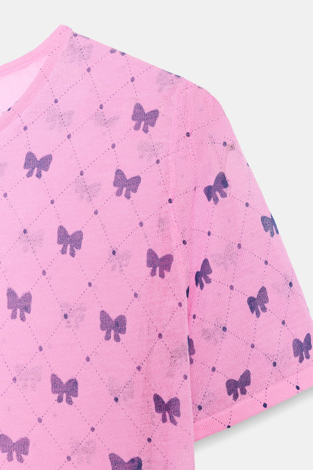 TOP LAZOS PUNTO FINO / Rosa fl?or - Zara фото 6