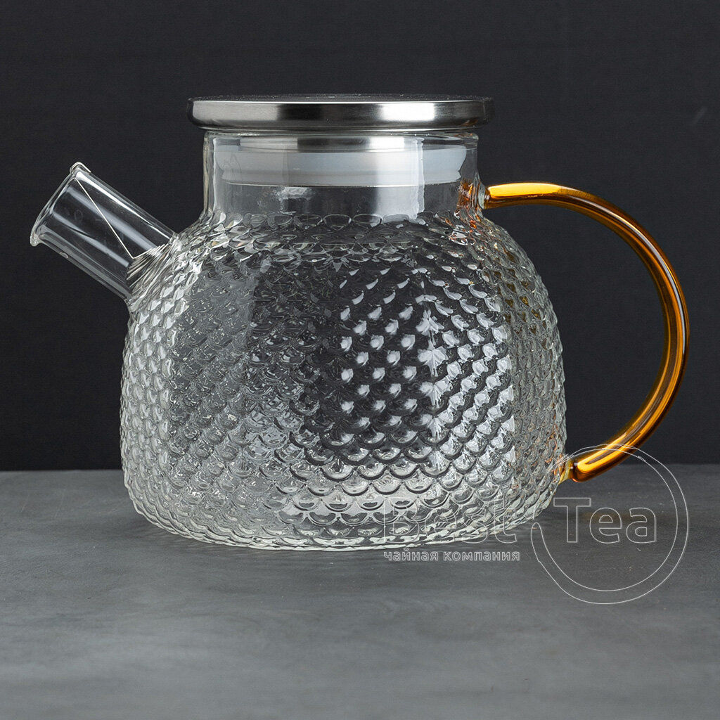 Чайник, стекло 900 мл, желтая ручка - Fujian Province Guang Fu Tea фото 3
