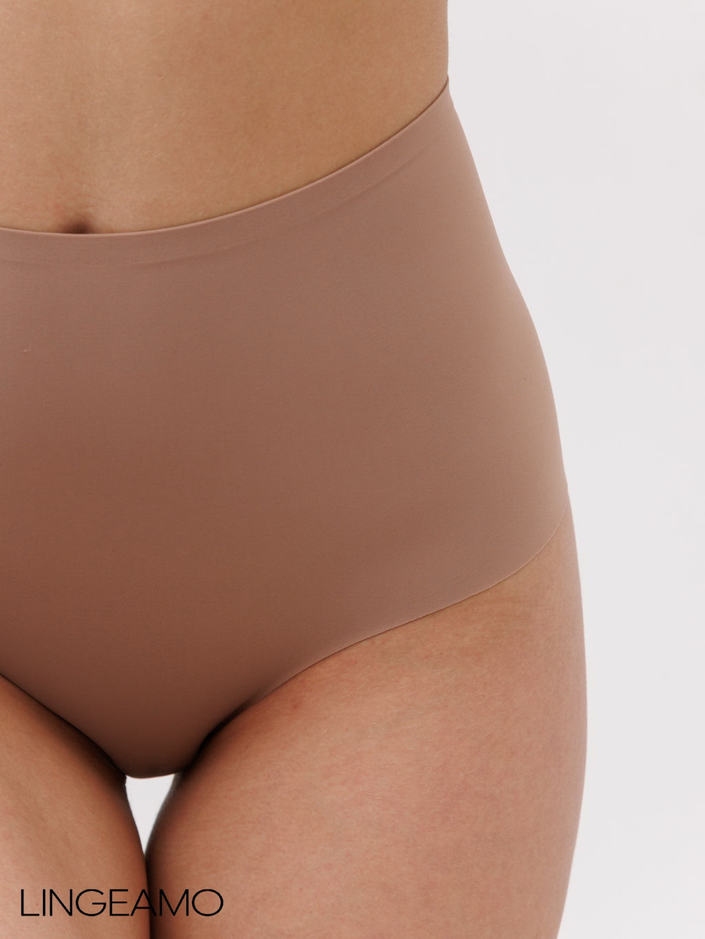 Бесшовные трусы слипы с высокой посадкой Lingeamo коричневый ВР-05 (118)  фото 3