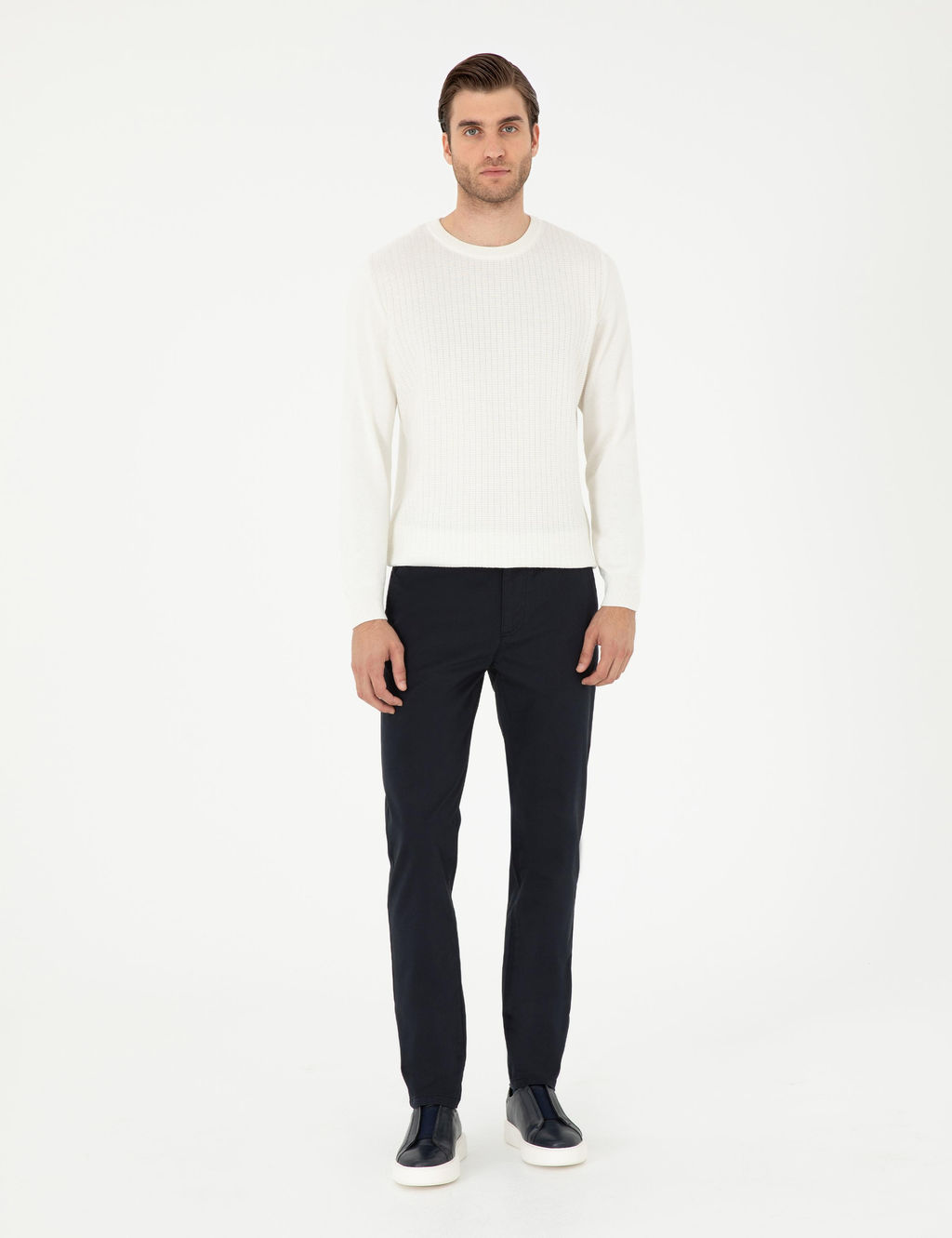 Lacivert Slim Fit Kanvas Pantolon