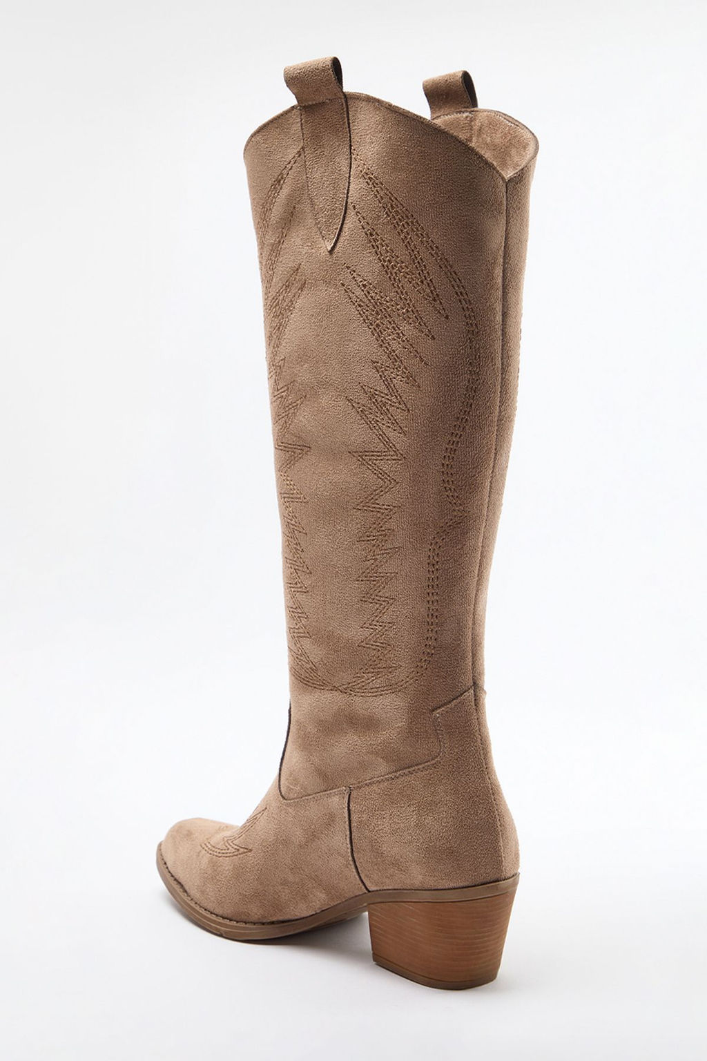 Trendyolmilla Shoes Vizon Islemeli Blok Topuklu Suet Kad?n Kovboy Cizme TAKAW25CZ00016 фото 12