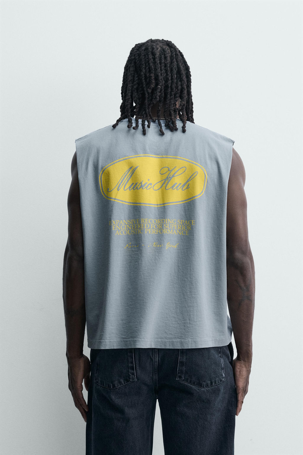 CAMISETA TANK LAVADA ESTAMPADOS / Azul claro