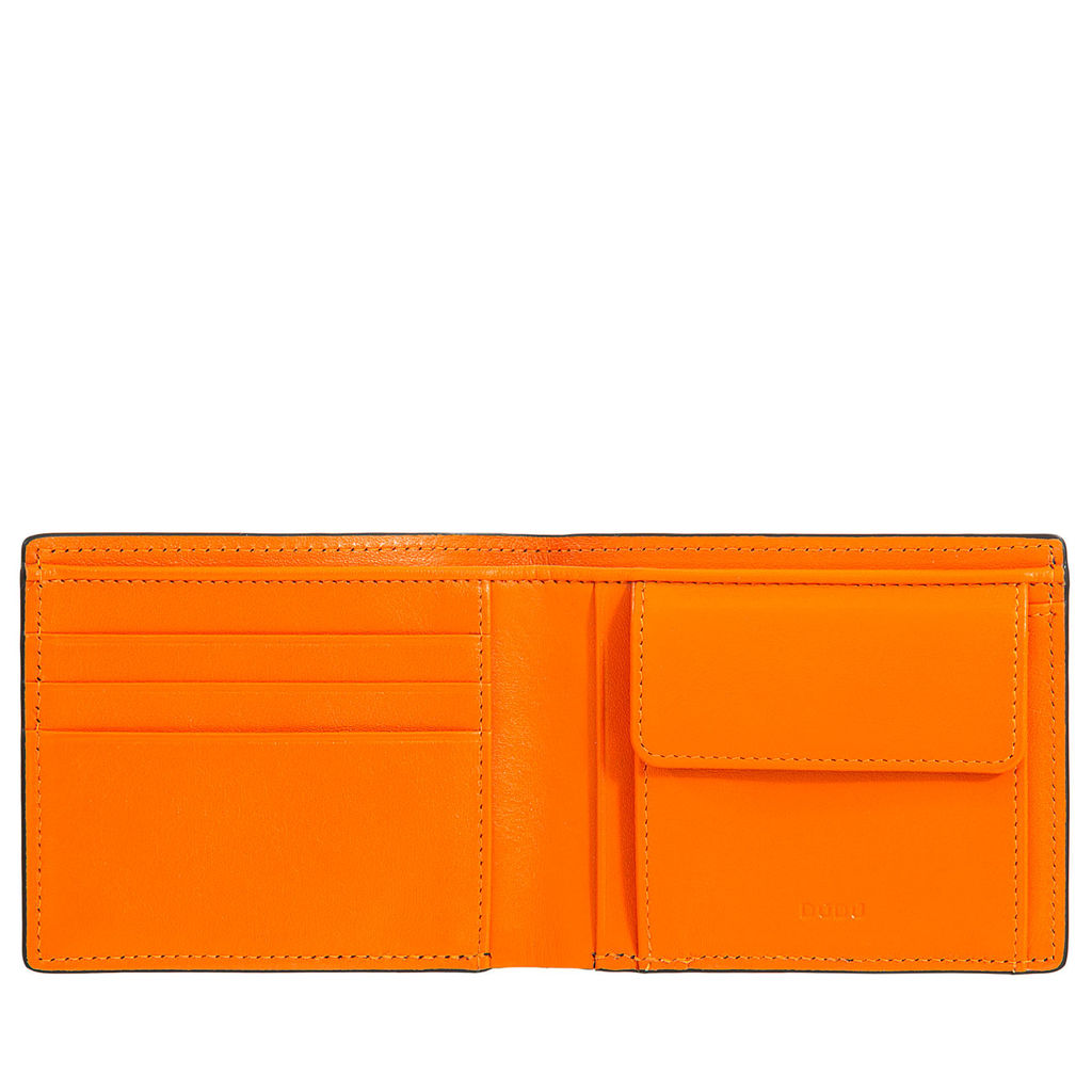 Итальянский мужской кожаный кошелек DuDu серии Azzorre | черно-оранжевый - Dudubags фото 3