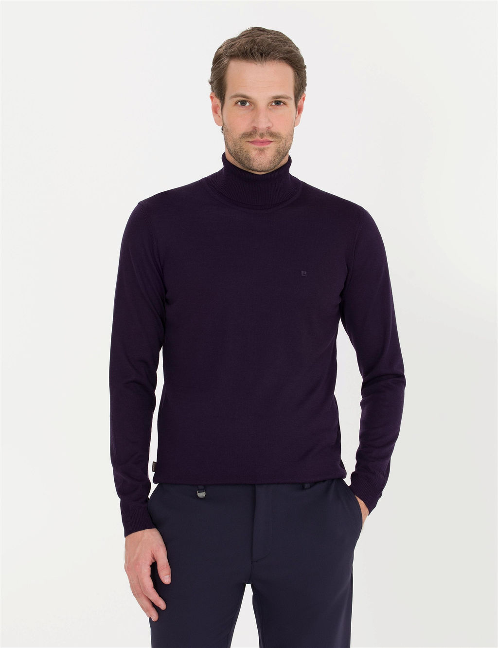 Mor Slim Fit Bal_k__ Yaka Y_n Kar___ml_ Basic Triko Kazak - Pierre cardin фото 4