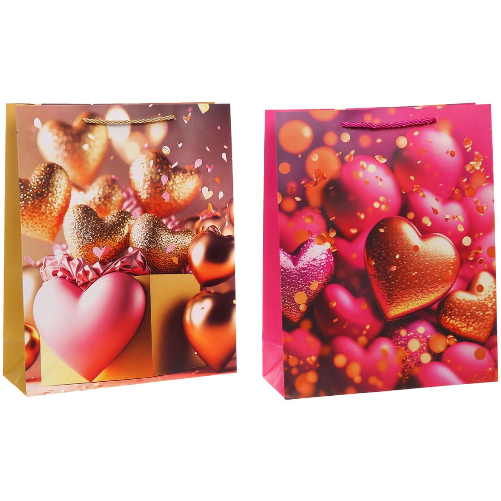 Пакет подарочный "Море сердец" 26*32*10 см
