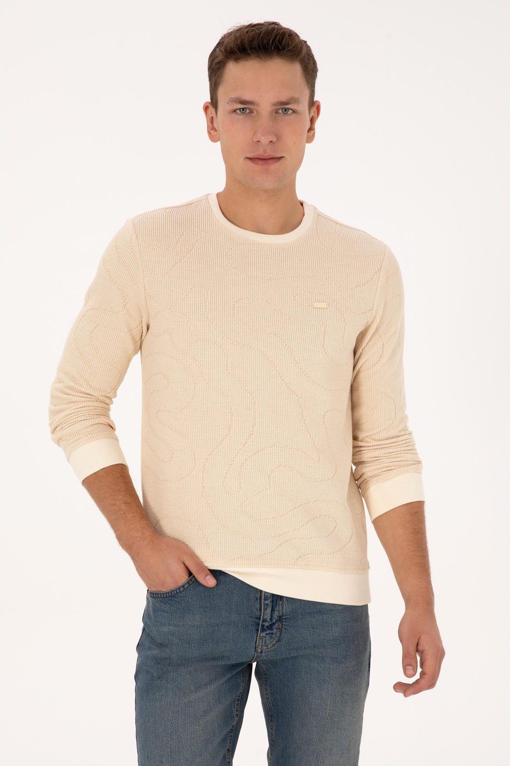 Erkek Krem Sweatshirt