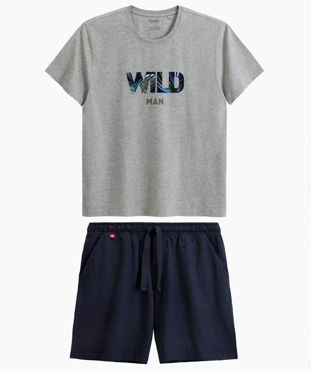 ATLANTIC NMP-396 Пижама мужская Wild серый меланж + темно-синий фото 2