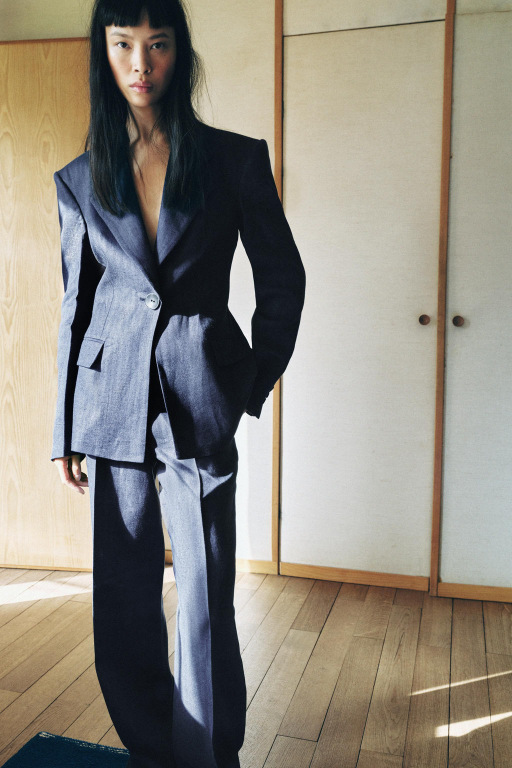 BLAZER ENTALLADA ESPIGA LINO 100% / ?ndigo - Zara фото 5