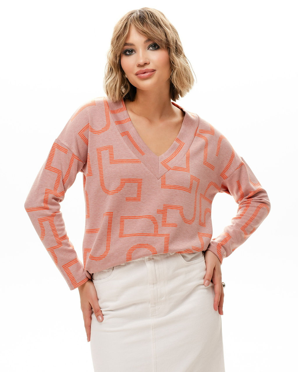 авторский лонгслив джемпер с V-ОБРАЗНЫМ ВЫРЕЗОМ - Sahar art lab фото 2