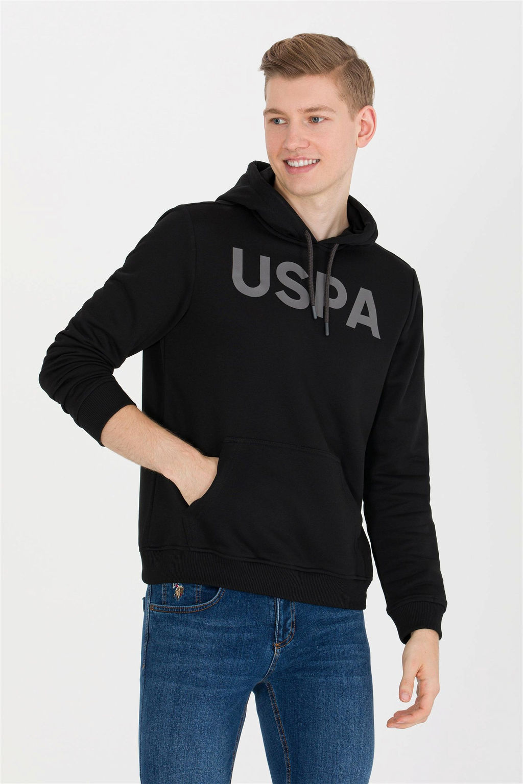 U. S. Polo Assn / Мужской черный базовый свитшот - U.s. polo assn фото 8