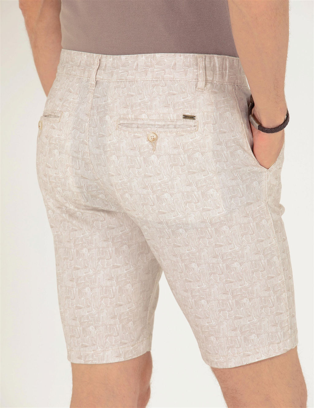 Bej Slim Fit Bermuda _ort - Pierre cardin фото 7