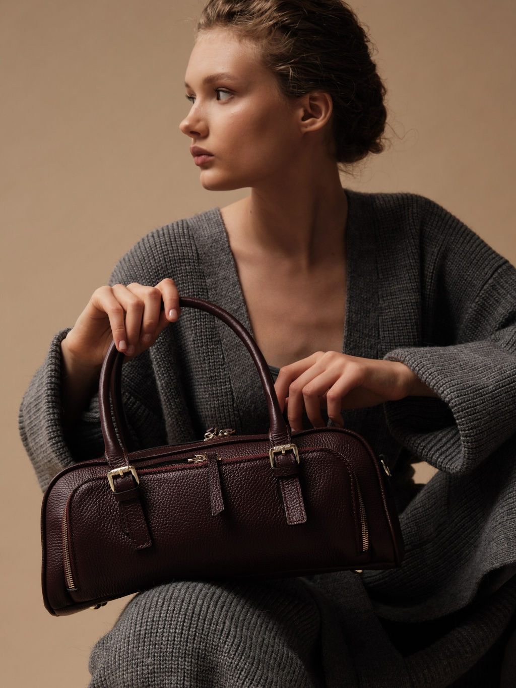 Кожаная сумка Nora DBR 31148 зимняя вишня фото 8