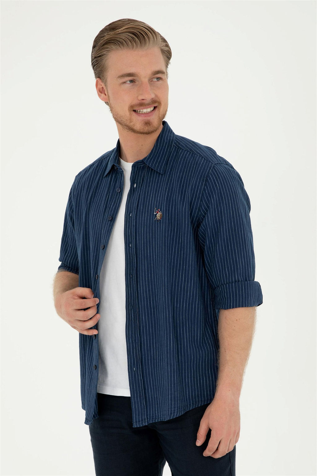 U. S. Polo Assn / Мужская темно-синяя джинсовая рубашка - U.s. polo assn фото 3
