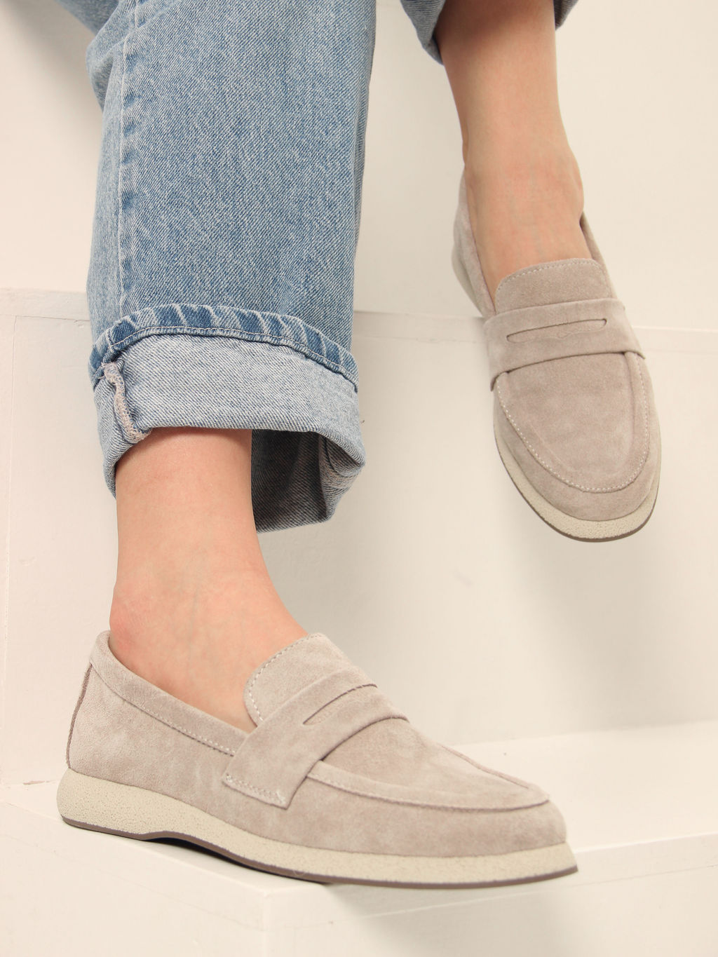 Лоферы 177.1607be.Каменный замша