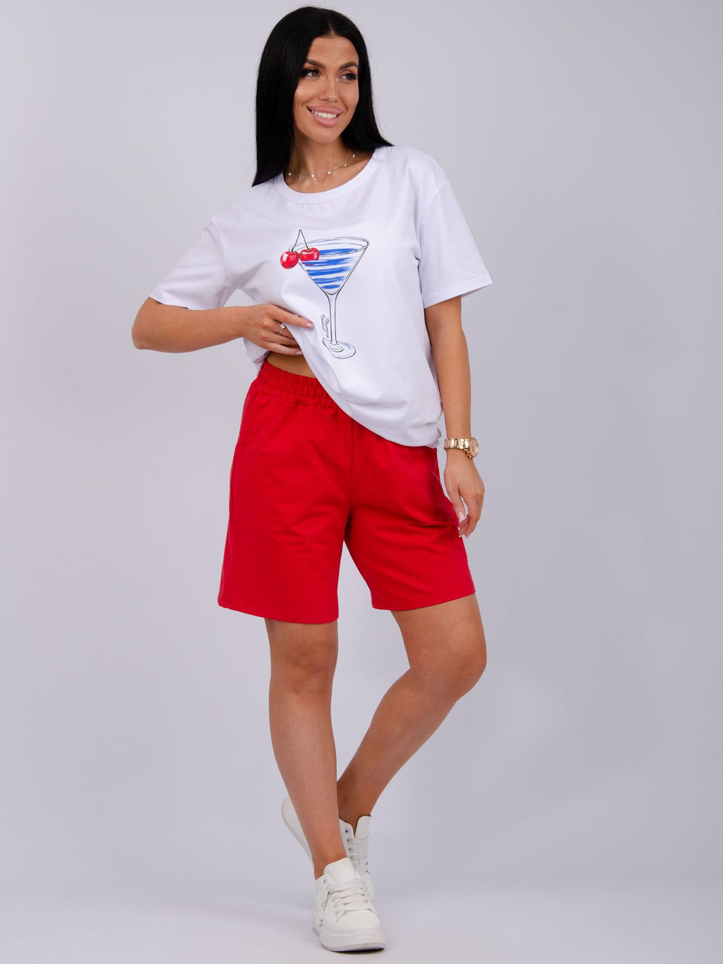 Костюм Марина красный, трикотаж - Малина фото 3