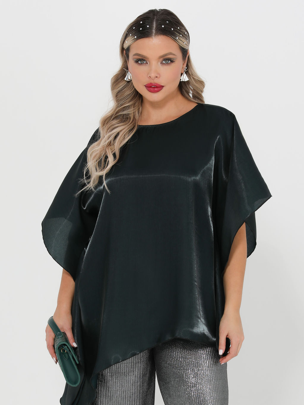 Блузка-накидка 0447-1с темно-зеленый