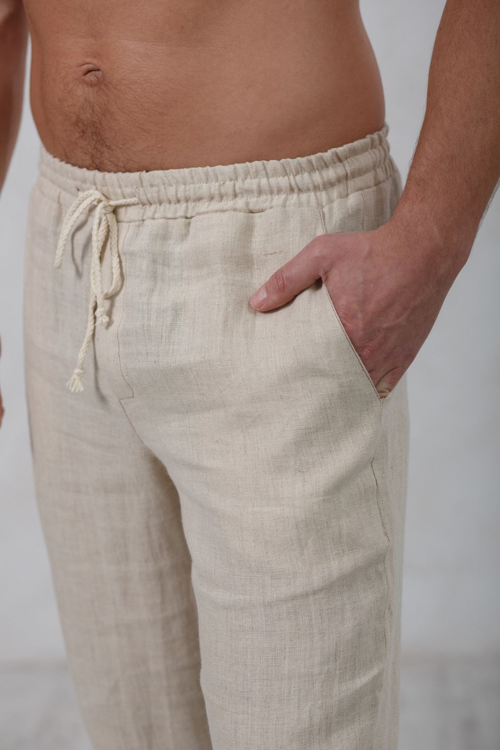 100% лен, Льняные мужские брюки спортивного стиля.
