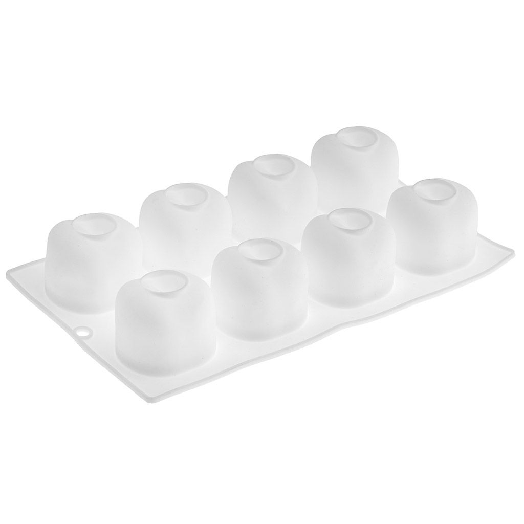 Форма силиконовая для муссовых десертов, пирожных и выпечки Яблоко - 8 ячеек 29,2х17х5см, размер ячейки д4,4х4,8см, цвет - белый (Китай)