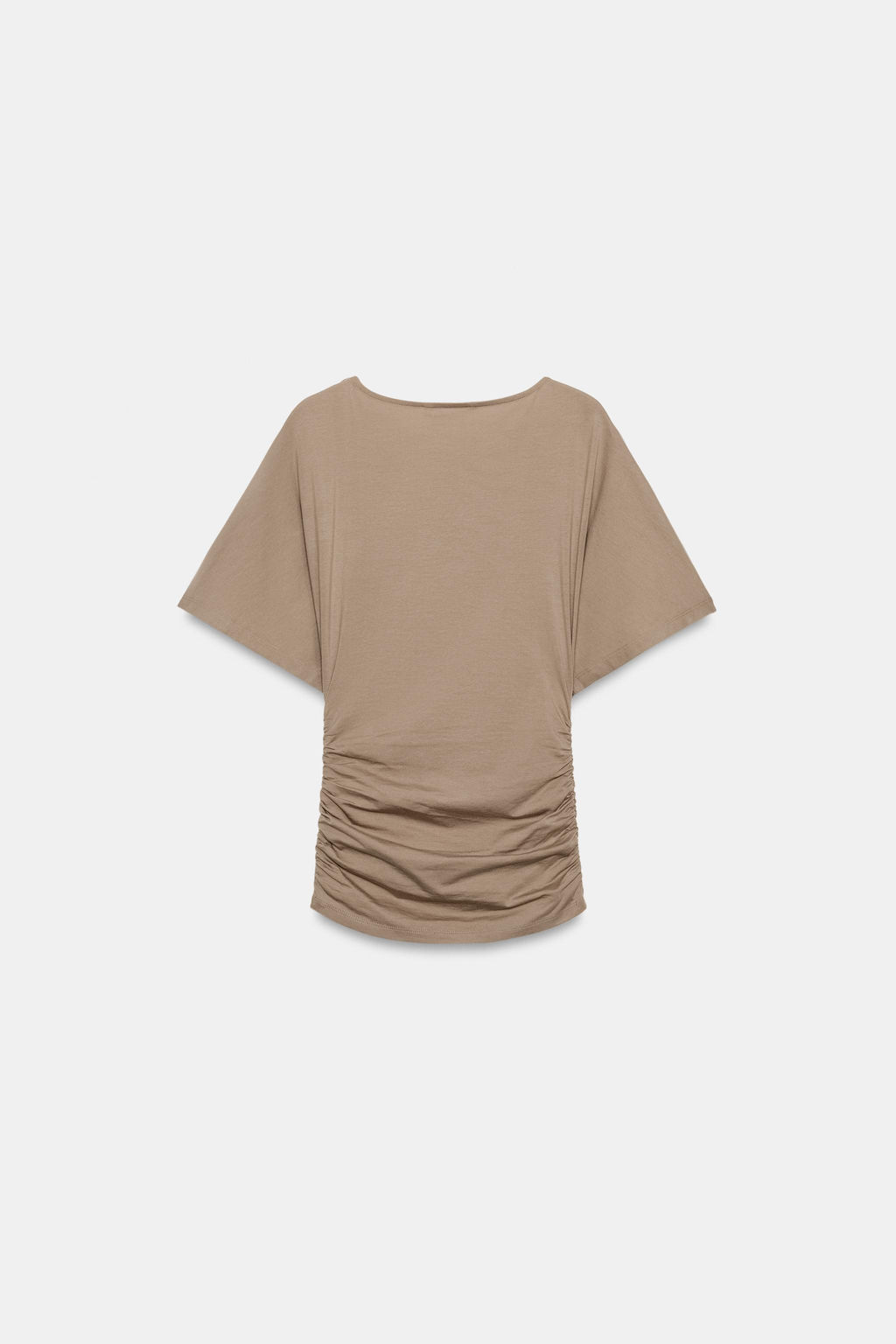 CAMISETA DRAPEADA MANGA CORTA / Camel medio