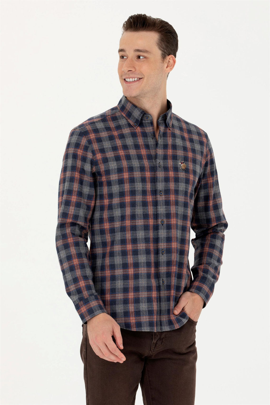 U. S. Polo Assn Мужская темно-синяя рубашка с длинным рукавом - U.s. polo assn фото 8