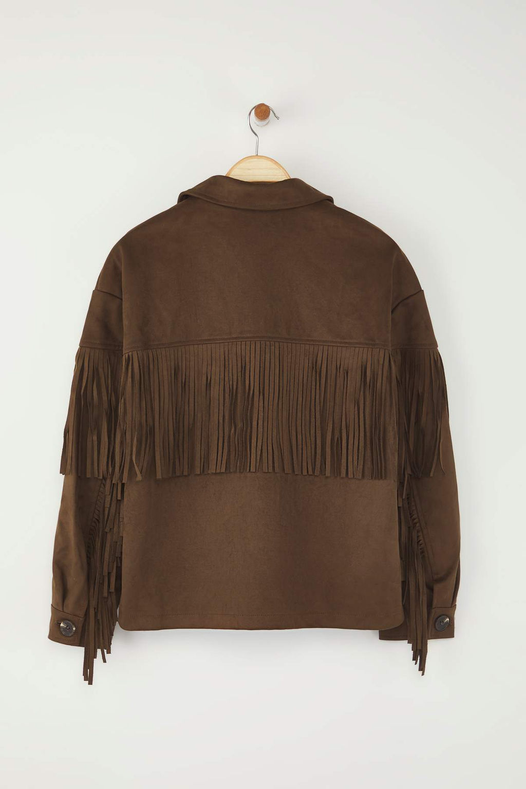 Ozel Koleksiyon Kahverengi Oversize Kal?p Puskul Detayl? Suet Ince Ceket Mont TWOAW26MO00043 - Trendyolmilla фото 8