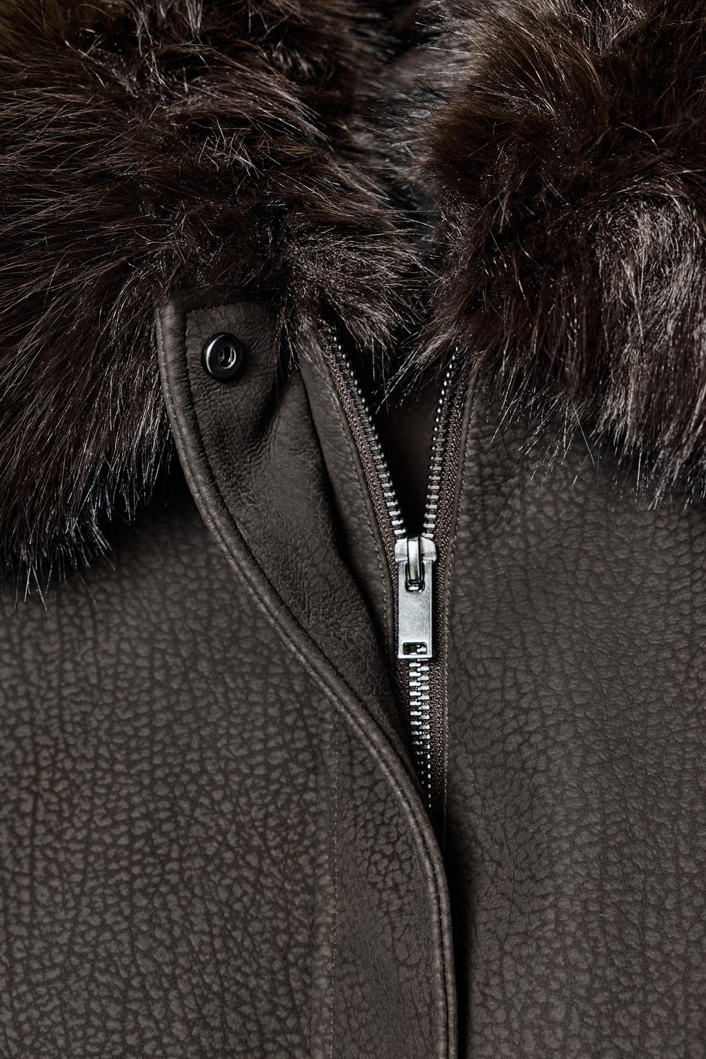 DETACHABLE COLLAR FAUX SUEDE JACKET - Zara фото 9