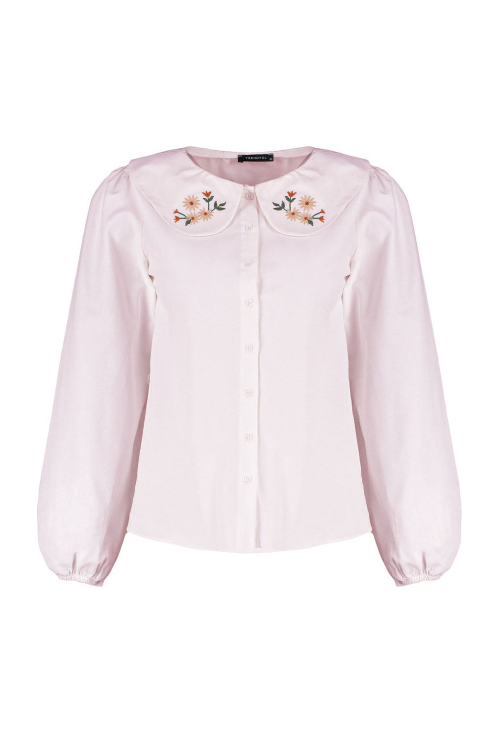 TRENDYOLMILLA Ekru Yakas? Nak?s Detayl? Pamuk Regular Normal Kal?p Dokuma Gomlek TWOSS23GO00009 фото 6