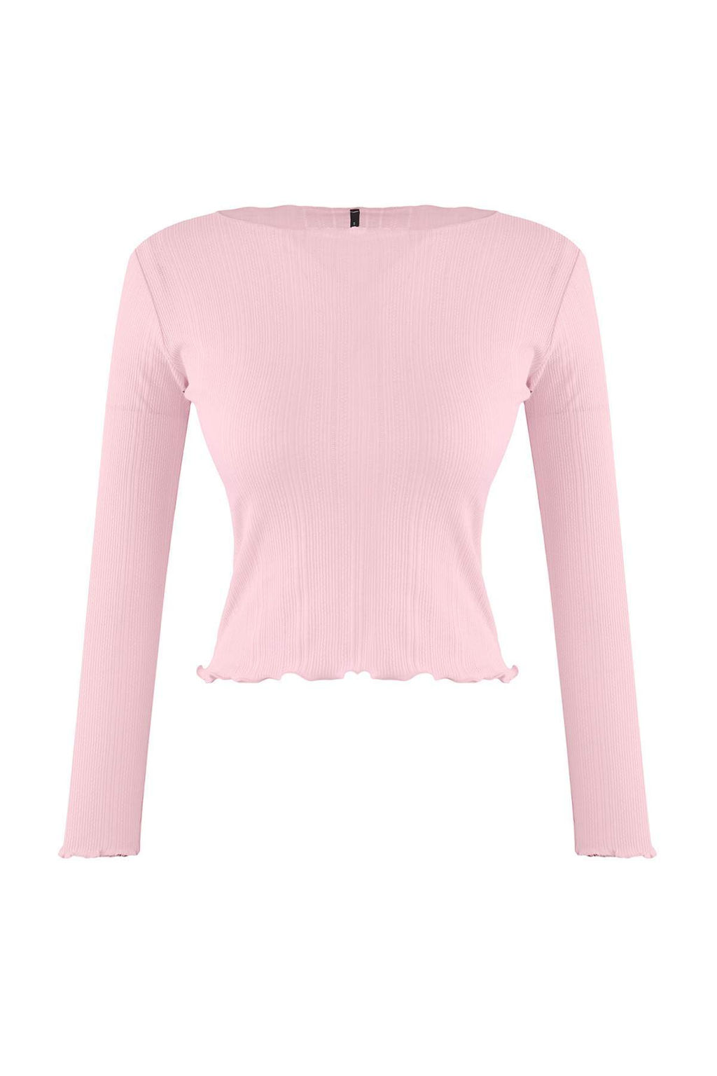 Teen Pembe Pointel Slim/Vucuda Oturan Orme Bluz TWOAW26BZ00012