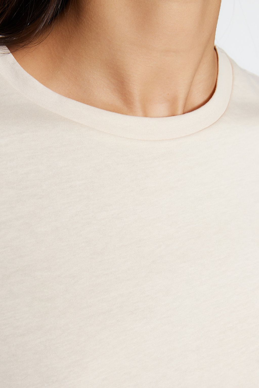 Ac?k Bej %100 Pamuk Basic Bisiklet Yaka Orme T-Shirt TWOSS23TS00000