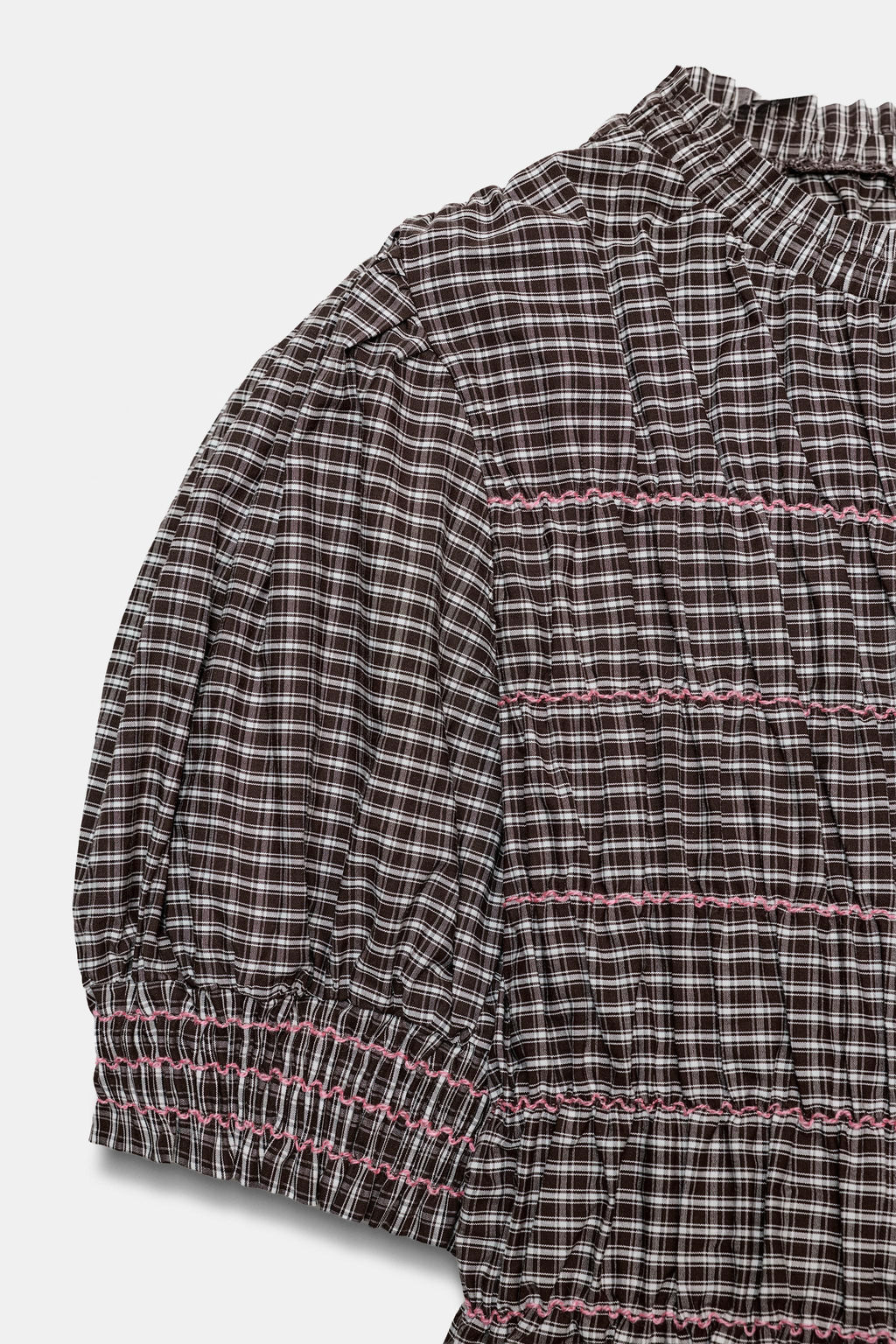 CAMISA CUADROS NIDO DE ABEJA / Marr?n / Crudo