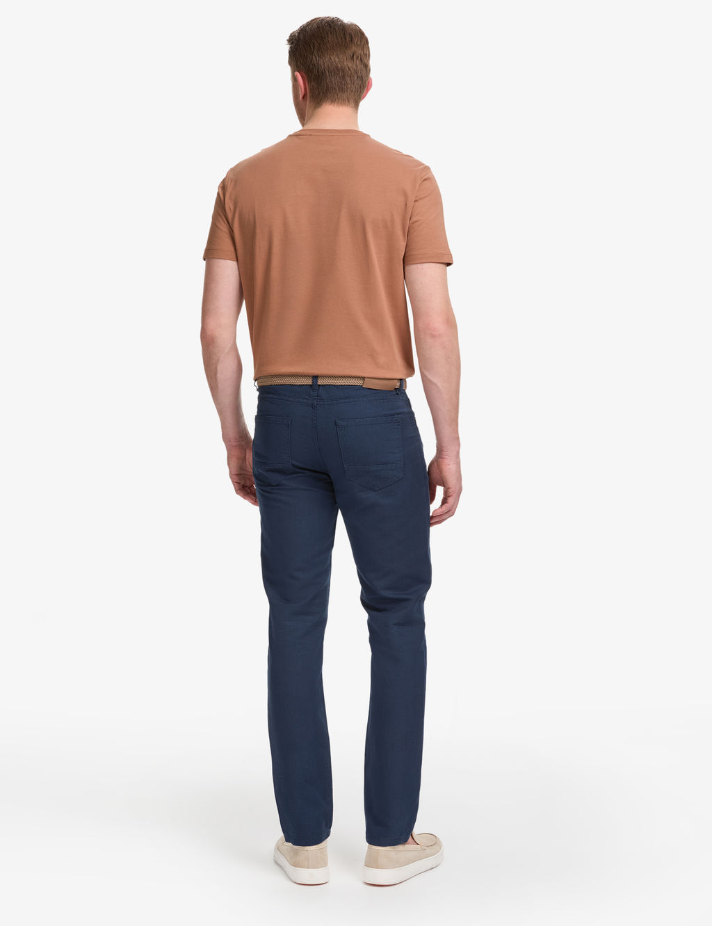 Lacivert Slim Fit Keten Kar___ml_ Kanvas Pantolon
