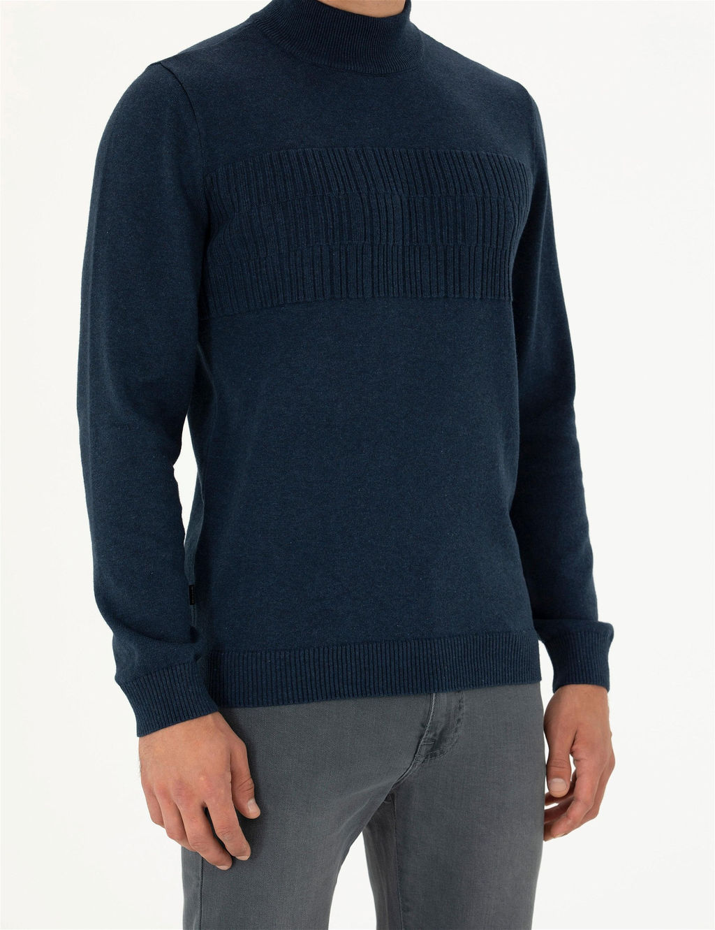 Lacivert Melanj Slim Fit Bal_k__ Yaka Triko Kazak - Pierre cardin фото 6