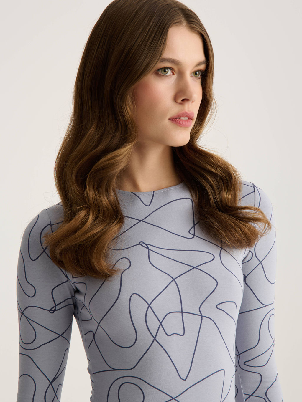 CONTE Боди из вискозы с расклешенными рукавами LBD 3145 pearl blue-lines - Conte elegant фото 3