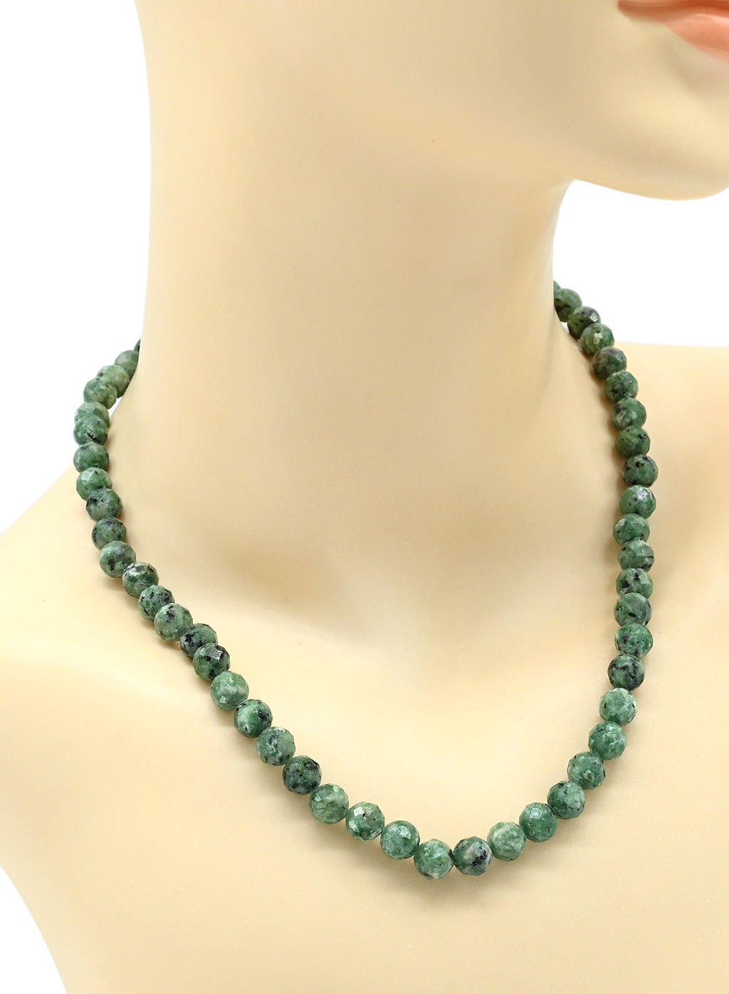 Бусы из камня кальцита граненые 8мм цв.цоизит, 48см