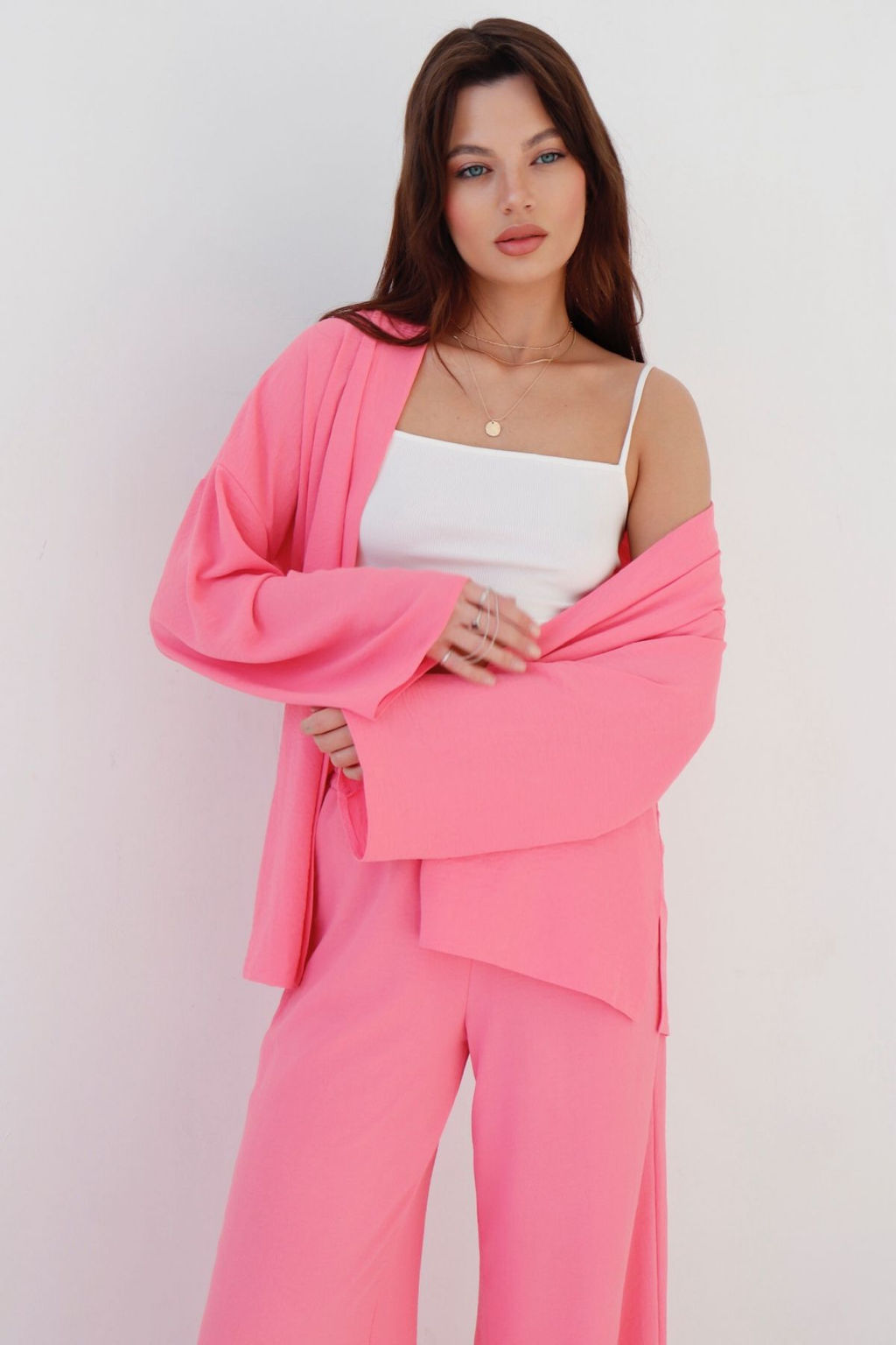 9377 Костюм из кимоно и брюк-палаццо pink - Martichelli фото 8