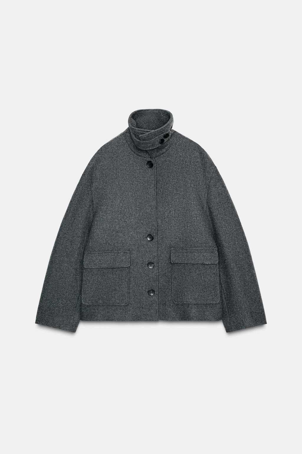 CROPPED WOOL COAT WITH HIGH NECK - Zara фото 7