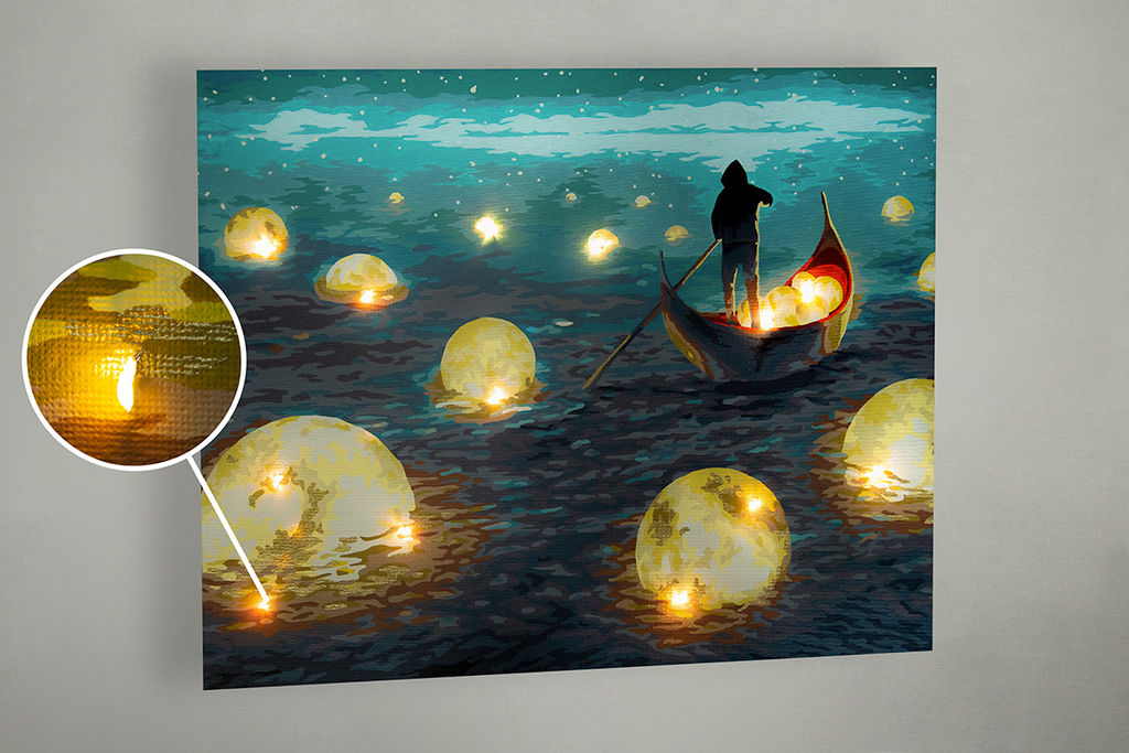 ФРЕЯ PNB/PLDD-180 Набор для раскрашивания по номерам ( со светодиодами ) 50 х 40 см В волшебном сне