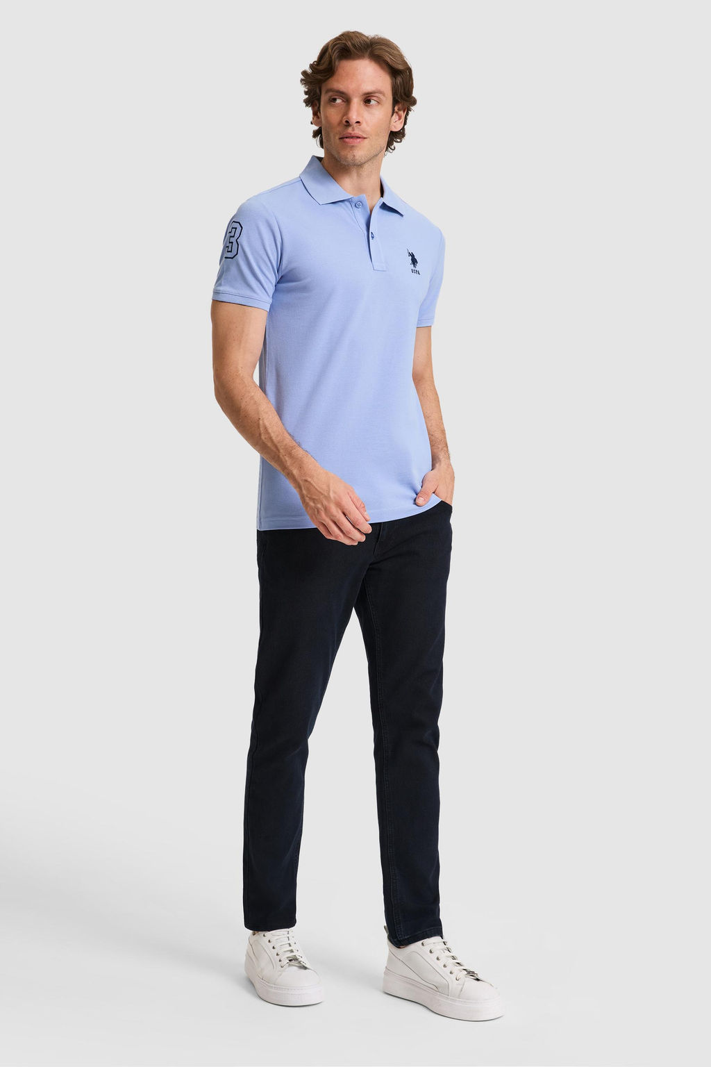 Erkek Slim Fit Polo Yaka Mor Basic Ti__rt