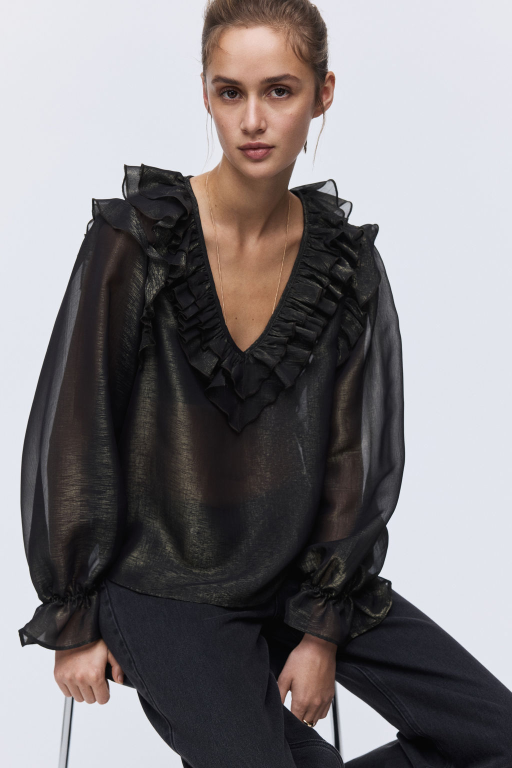 Blusa con ribetes de volante - H&m фото 2