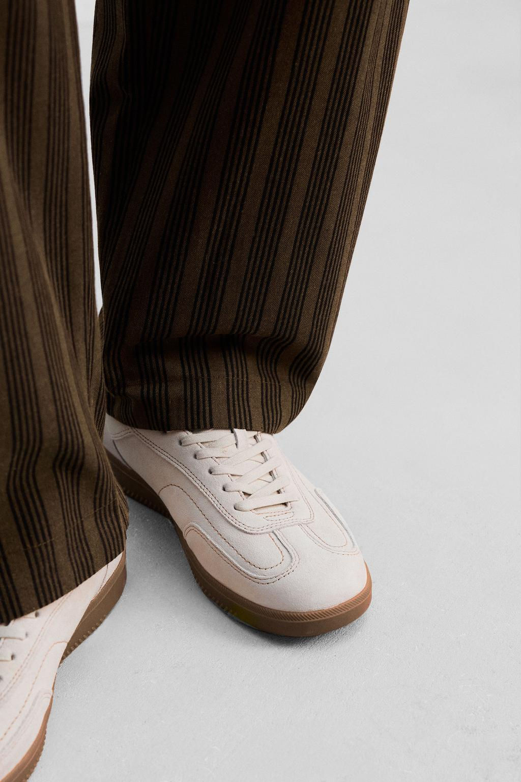 LEATHER TRAINERS WITH CONTRAST SOLE - Zara фото 3