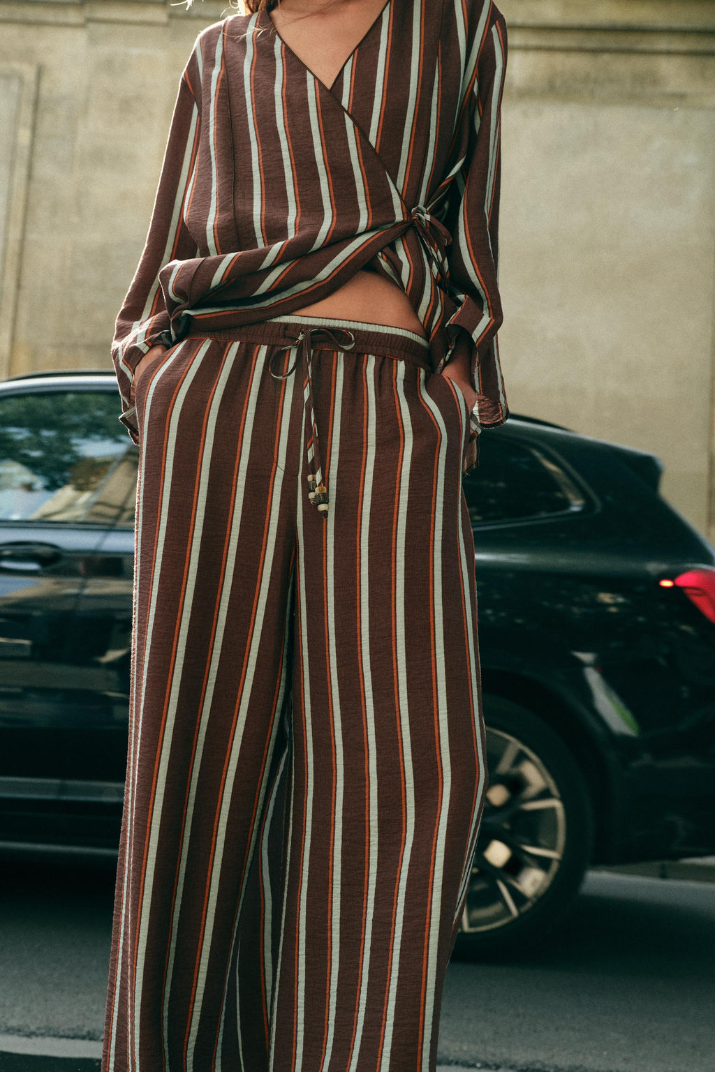 PANTAL?N ANCHO RAYAS / Rayas marrones - Zara фото 4