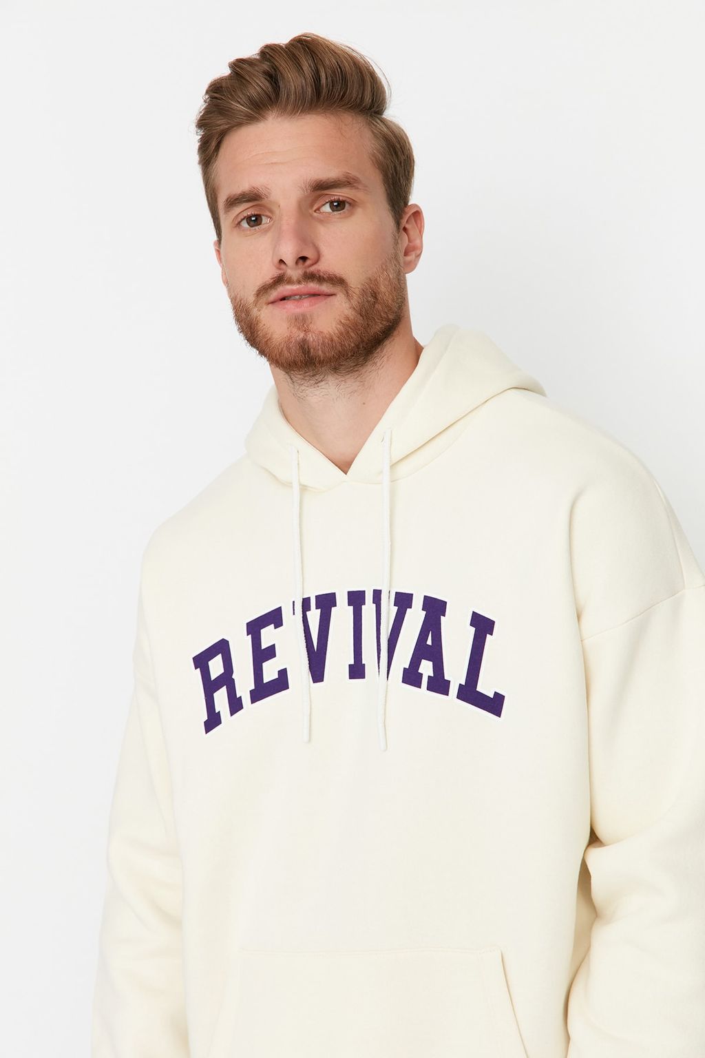 TRENDYOL MAN Kiremit Oversize/Genis Kesim Kapusonlu Ici Polar/S?cak Tutan Pamuk Unisex Sweatshirt TMNAW22SW1462 - Trendyolmilla фото 4