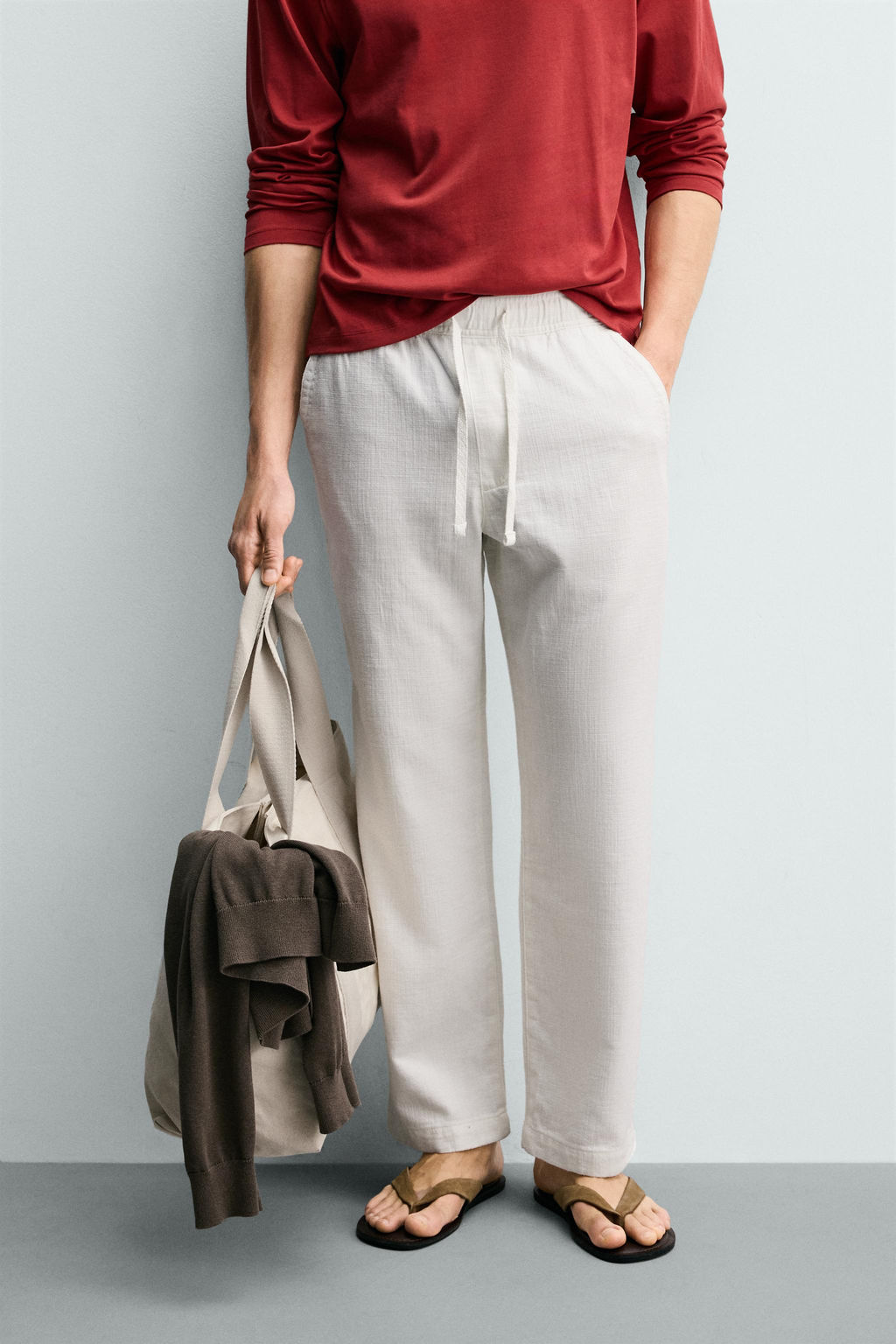 PANTAL?N RELAXED FIT ESTRUCTURA / Blanco roto