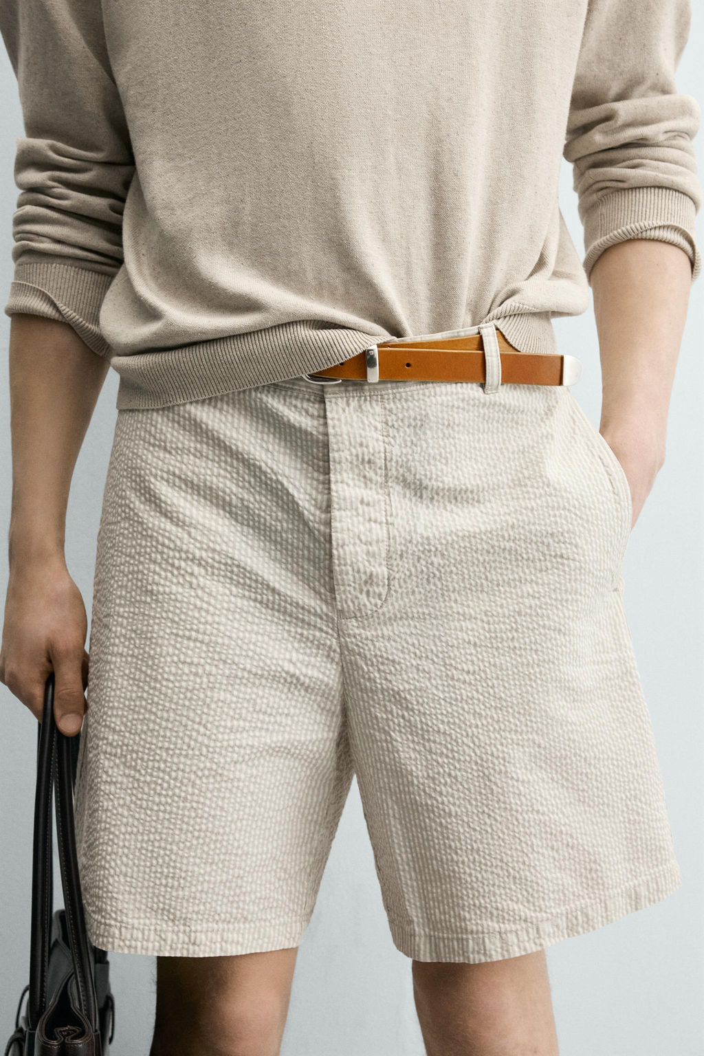 BERMUDA REGULAR FIT SEERSUCKER / Marr?n oscuro - Zara фото 5